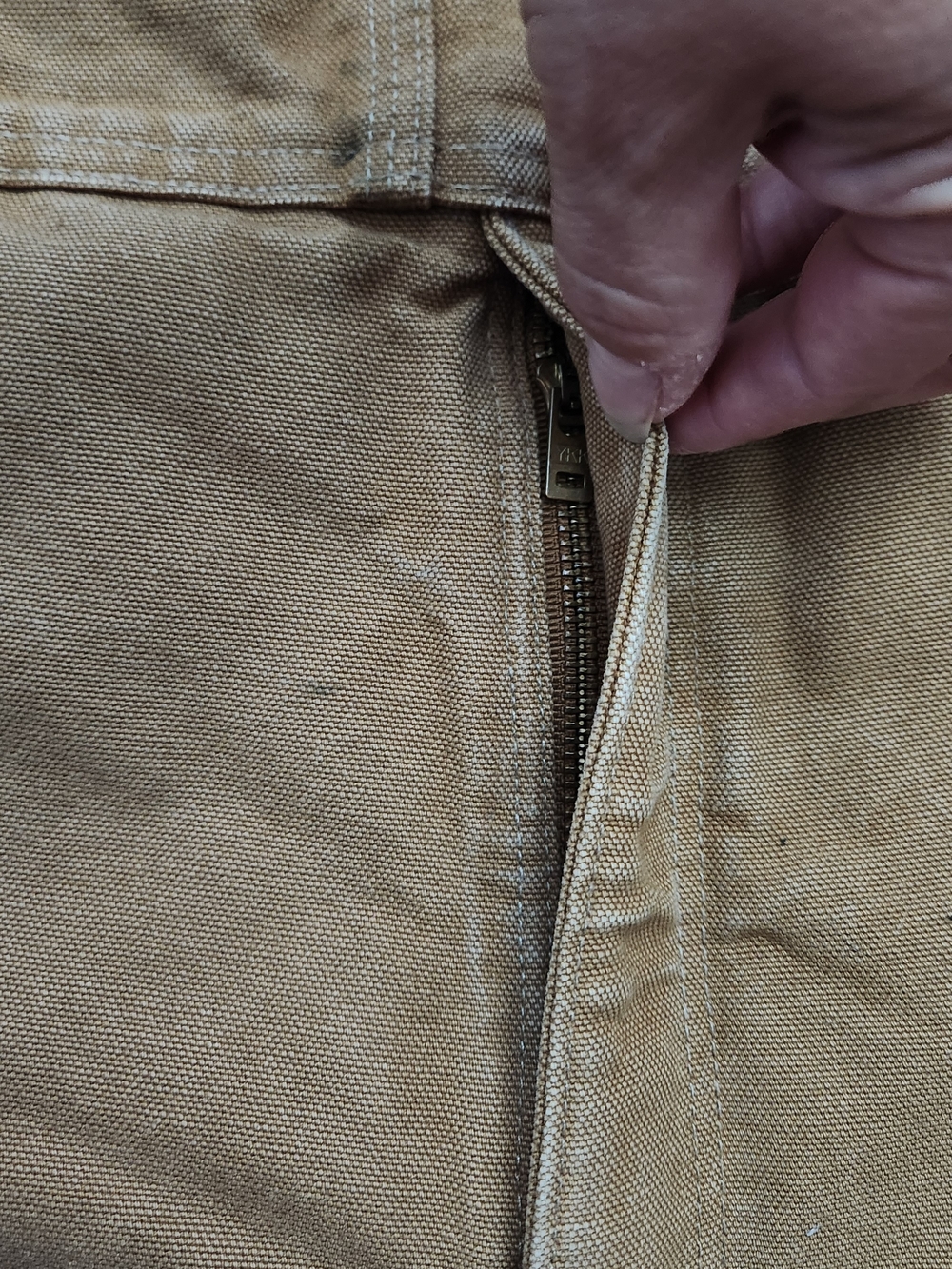 Carhartt Duck Bib Overalls Men's 32x32 Brown Quilted Lined Zip to Thigh Chores - Picture 9 of 13